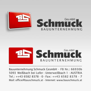 Bauunternehmung Schmuck, Logo 2008 02<br />Corporate Identity Konzept - Im Zuge der Modernisierung des Logos für die Bauunternehmung Schmuck in Weißbach wurde ein Corporate Identity - Konzept erstellt und das Erscheinungsbild des Unternehmens vereinheitlicht..