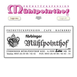 Muehlpointhof Färbinger, Logo 1998.