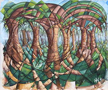 Swinging Trees, öl auf Leinwand, 120x100 cm - Andi Jettel Artobjects