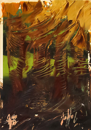 Serie Übermalte Karten # 004, öl auf Bedruckter Karton, 10.4x14.8 cm - Andi Jettel Artobjects