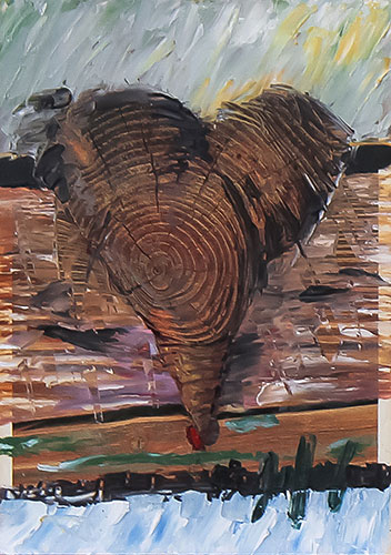 Serie Übermalte Karten # 022, öl auf Bedruckter Karton, 10.4x14.8 cm - Andi Jettel Artobjects