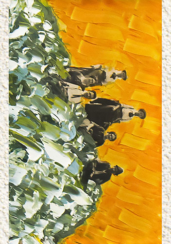 Serie Übermalte Karten # 053, öl auf Bedruckter Karton, 10.4x14.8 cm - Andi Jettel Artobjects