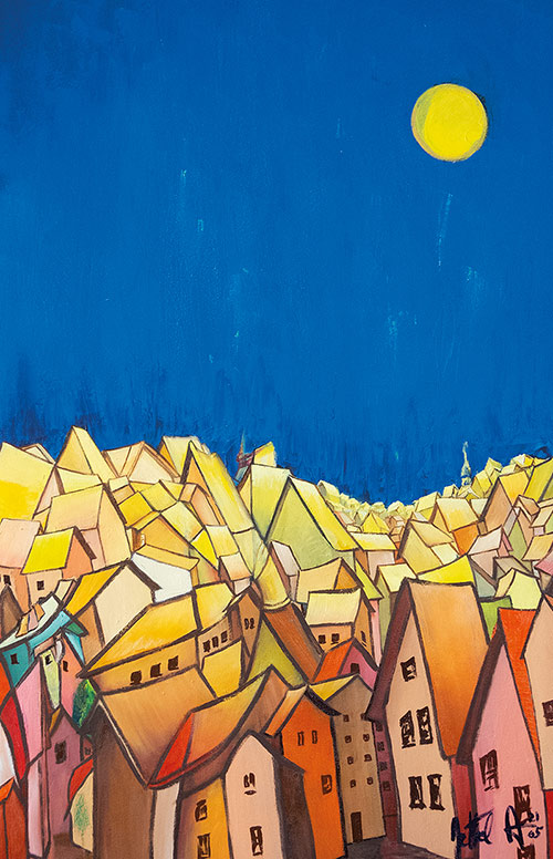 Mondhausen III, Öl auf Leinwand, 65 x 100 cm cm - Andi Jettel Artobjects