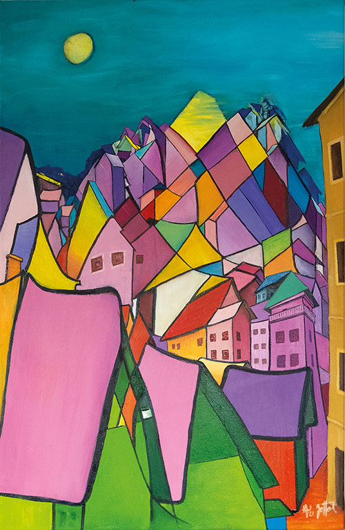 Mondhausen V, Öl auf Leinwand, 65 x 100 cm cm - Andi Jettel Artobjects