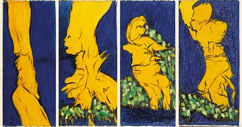 Get up, stand up, Öl auf Leinwand/Finnpappe, je 9 x19 cm( Aussen: 15 x 25 cm) cm - Andi Jettel Artobjects