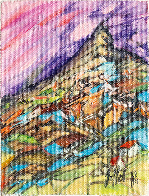 Miniatur Bild III. 4, Öl auf Leinwand/Finnpappe, 10x13 cm (Grundplatte: 20 x 21 cm) cm - Andi Jettel Artobjects