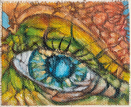 Miniatur Bild I. 1, Öl auf Leinwand/Finnpappe, 8x7 cm (Grundplatte: 20 x 20 cm) cm - Andi Jettel Artobjects
