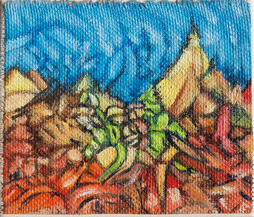 Miniatur Bild I. 3, Öl auf Leinwand/Finnpappe, 8x7 cm (Grundplatte: 20 x 20 cm) cm - Andi Jettel Artobjects