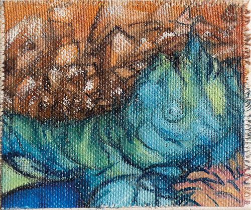 Miniatur Bild I. 4, Öl auf Leinwand/Finnpappe, 8x7 cm (Grundplatte: 20 x 20 cm) cm - Andi Jettel Artobjects