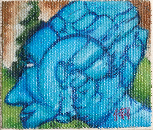 Miniatur Bild I. 5, Öl auf Leinwand/Finnpappe, 8x7 cm (Grundplatte: 20 x 20 cm) cm - Andi Jettel Artobjects
