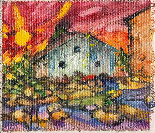 Miniatur Bild I. 6, Öl auf Leinwand/Finnpappe, 8x7 cm (Grundplatte: 20 x 20 cm) cm - Andi Jettel Artobjects