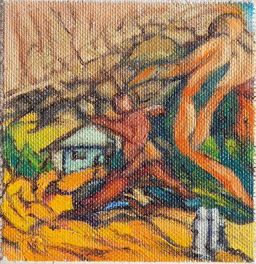 Miniatur Bild II. 1, Öl auf Leinwand/Finnpappe, 9x9 cm (Grundplatte: 20 x 20 cm) cm - Andi Jettel Artobjects