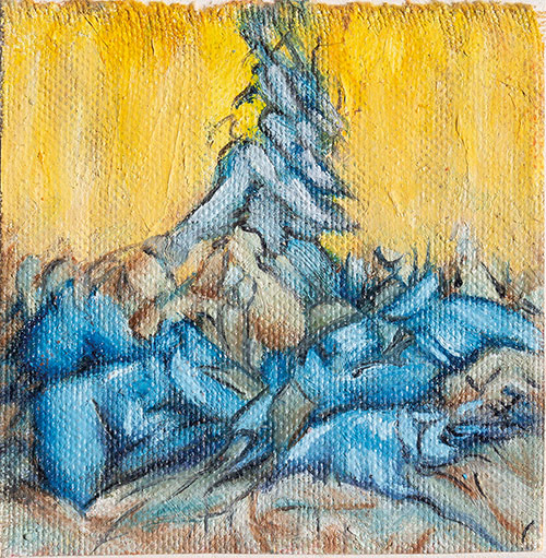 Miniatur Bild II. 2, Öl auf Leinwand/Finnpappe, 9x9 cm (Grundplatte: 20 x 20 cm) cm - Andi Jettel Artobjects