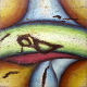 Malerei und Ölbilder: Kombinationsbild "Human Relations" 1/16<br />Öl und Ölkreide auf Leinwand,  - Holzrahmen 16-teilig,  - je 32 x 32 cm,  - 1987 - Kombinationsbilder sind Legebilder, beliebig drehbar und miteinander vielseitig kombinierbar....