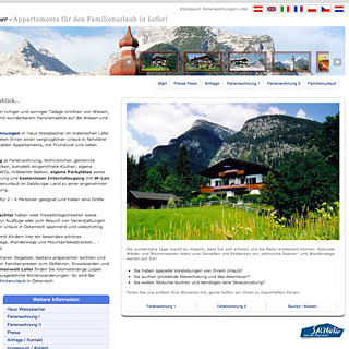Ferienwohnungen Else Weissbacher<br />Homepage, Responsive Webdesign, 2011. - Webdesign für Ferienwohnungen Weissbacher, Lofer | Webdesign IT-Programmierung 2011.